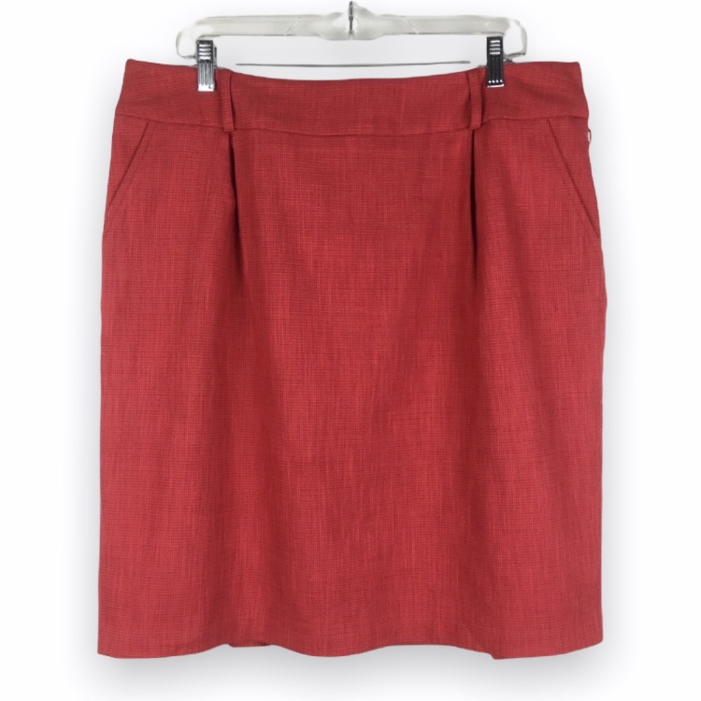 NEXT Brand Solid Red Cotton‎ Wool Blend Professional Skirt Womens Size 18